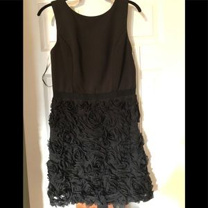 Little black dress with textured floral skirt